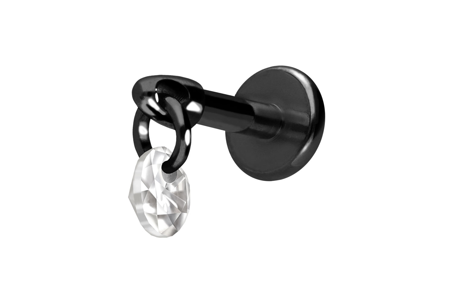 Titan Labret Piercing mit Innengewinde RUNDER KRISTALL